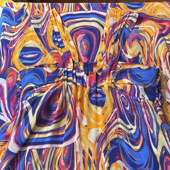 Line & Dot Silk Maxi Grecian Drape Dress🖤 - Picture 10 of 11